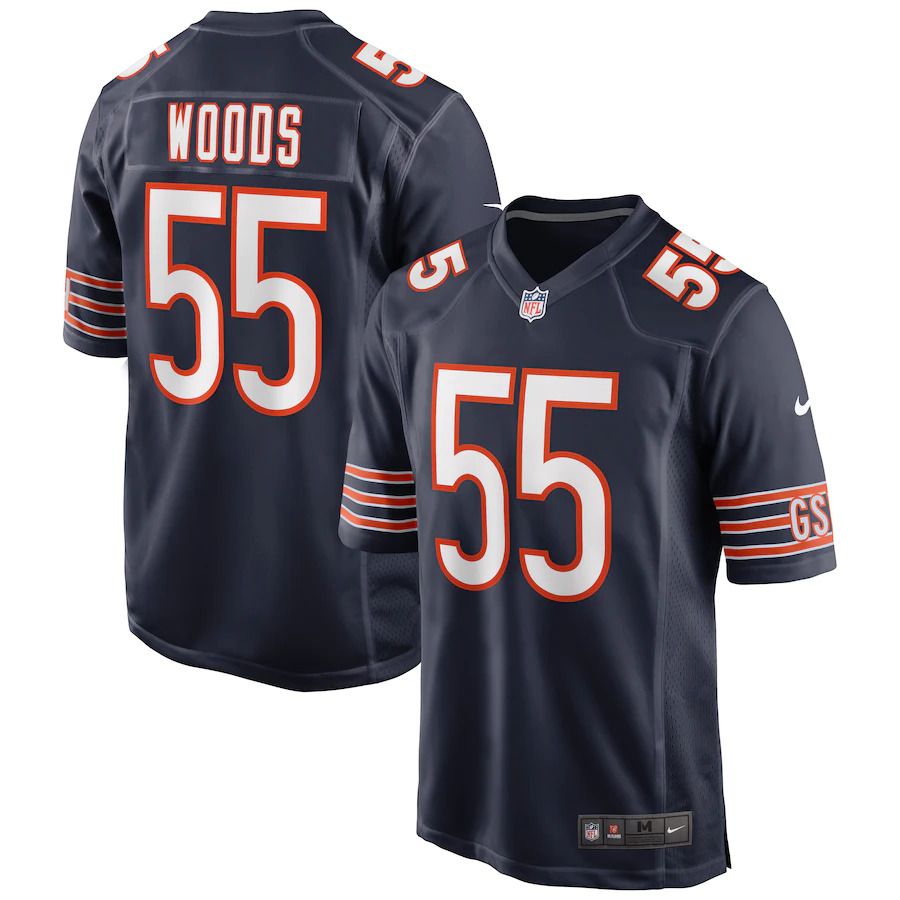 Men Chicago Bears #55 Josh Woods Nike Navy Game NFL Jersey
